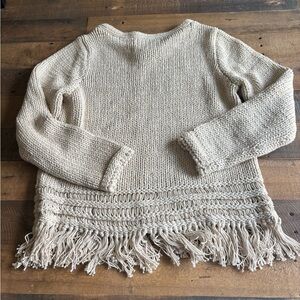 LOFT Beige Fringe Hem Sweater